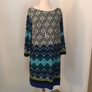 Geometric print shift dress by Donna Ricco/NY